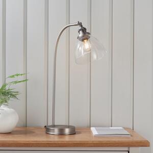 Endon 91740 Hansen Task Table Lamp In Brushed Silver Finish With Clear Glass