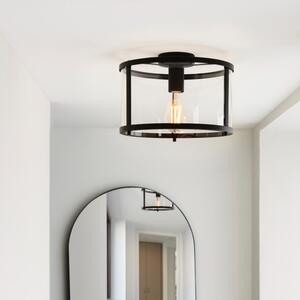 Endon 101540 Hopton Flush Ceiling Light In Matt Black Finish With Clear Glass