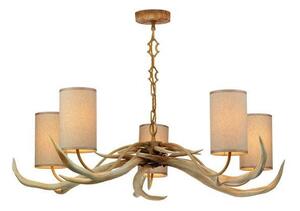 David Hunt Lighting ANT0549 Antler 5 Light Bleached Antler Pendant Ceiling Light