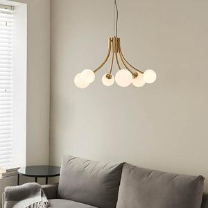Endon 92217 Bloom 6 Light Ceiling Pendant Light In Satin Brass Finish With Opal Glass