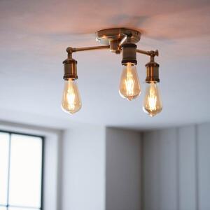 Endon 97243 Hal 3 Light Semi Flush Ceiling Light In Antique Brass Finish