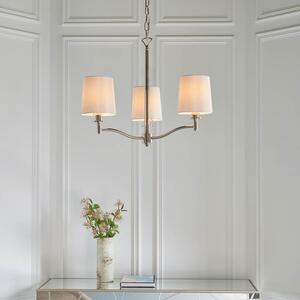 Endon 95828 Ortona 3 Light Ceiling Pendant In Bright Nickel With Vintage White Shades
