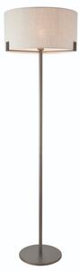 1 Light Floor Light In Brushed Bronze With Natural Linen Shade