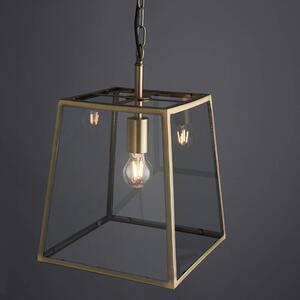 Endon 95835 Hurst 3 Light Ceiling Pendant Light In Matt Antique Brass With Clear Glass Panels