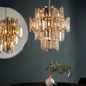 Endon 72744 Viviana 12 Light Ceiling Pendant Light In Chrome With Champagne Crystal Glass