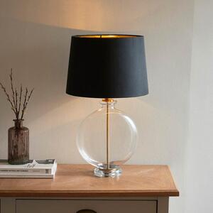Endon 90559 Gideon Clear Glass Table Lamp With Black Fabric Shade