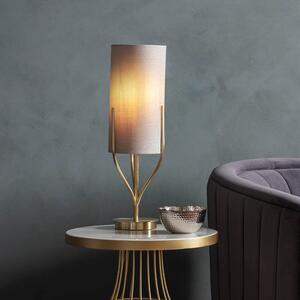Endon 95467 Fraser Table Lamp In Satin Brass With Natural Linen Shade