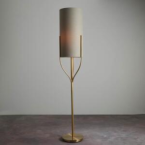 Endon 95466 Fraser Floor Lamp In Satin Brass With Natural Linen Shade