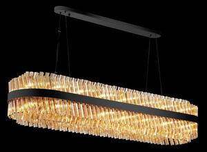 Hampton 36 Light Oblong Ceiling Pendant Light In Satin Black Finish With Amber Glass