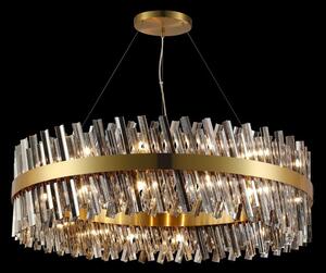 Hampton 32 Light Round Ceiling Pendant Light In Brass Finish With Smoked Glass 100cm