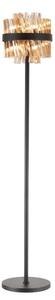 Hampton 8 Light Floor Lamp In Satin Black Finish With Amber Glass