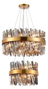 Hampton 2 Tier Ceiling Pendant Light In Brass Finish With Smoked Glass 40+60cm
