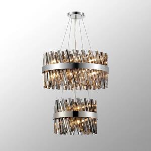 Hampton 2 Tier Ceiling Pendant Light In Polished Nickel Finish With Smoked Glass 40+60cm