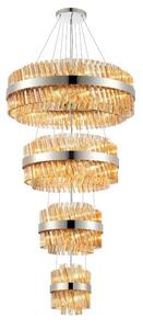 Hampton 4 Tier Ceiling Pendant Light In Polished Nickel Finish With Amber Glass 25+40+60+80cm