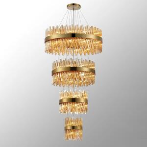 Hampton 4 Tier Ceiling Pendant Light In Brass Finish With Amber Glass 25+40+60+80cm