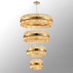 Hampton 4 Tier Ceiling Pendant Light In Brass Finish With Amber Glass 40+60+80+100cm