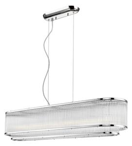 Impex Antigua 7 Light Tiered Oblong Ceiling Pendant Light In Polished Chrome Finish