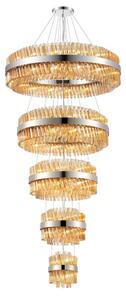 Hampton 5 Tier Ceiling Pendant Light In Polished Nickel With Amber Glass 25+40+60+80+100cm
