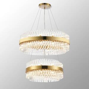 Hampton 2 Tier Ceiling Pendant Light In Brass Finish With Clear Glass 60+80cm