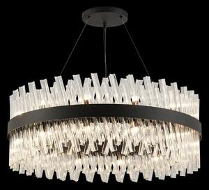 Hampton 24 Light Round Ceiling Pendant Light In Satin Black Finish With Clear Glass 80cm