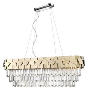 Impex Celine 9 Light Crystal Oblong Ceiling Pendant Light In Matt Gold Finish
