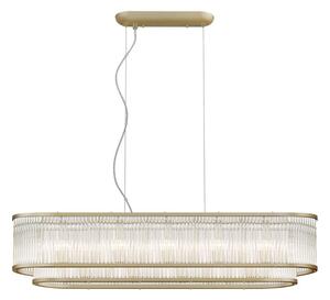 Impex Antigua 7 Light Tiered Oblong Ceiling Pendant Light In Matt Gold Finish