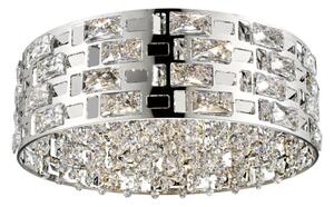 Impex Lola 6 Light Crystal Flush Ceiling Light In Polished Chrome Finish