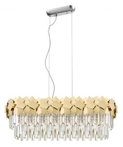 Impex Celine 6 Light Crystal Oblong Ceiling Pendant Light In Matt Gold Finish