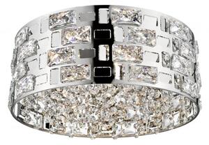Impex Lola 5 Light Crystal Flush Ceiling Light In Polished Chrome Finish
