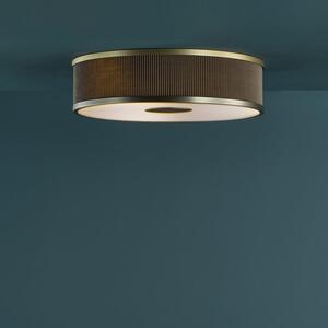 Dar Lighting Alvaro 3 Light Flush Ceiling Light In Antique Bronze With Brown Shade