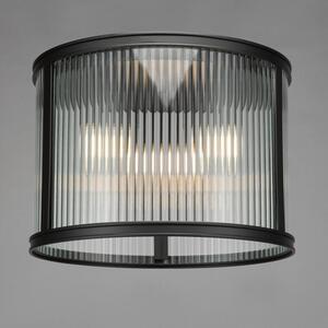 Dar Lighting Bianka 3 Light Flush Ceiling Light In Matt Black With Ribbed Glass