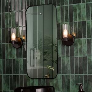 Dar Lighting Bolton Bathroom Wall Light In Matt Black With Ribbed Glass IP44