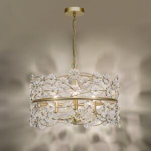 Dar Lighting Fonda 3 Light Ceiling Pendant Light In Satin Gold With Glass