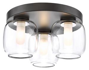 Dar Lighting Edaline Bathroom Semi Flush Ceiling Light In Matt Black With Glass Shades IP44