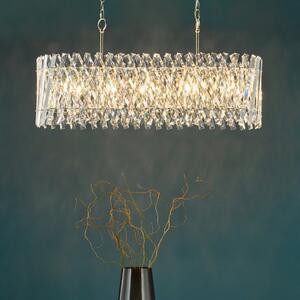Dar Lighting Entwine 10 Light Ceiling Bar Pendant In Polished Nickel With Crystal