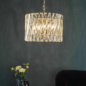 Dar Lighting Entwine 6 Light Ceiling Pendant Light In Polished Nickel With Crystal