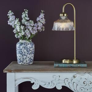 Dar Lighting Maude Table Lamp In Natural Brass With Ribbed Glass