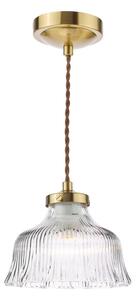 Dar Lighting Maude Ceiling Pendant In Natural Brass With Ribbed Glass