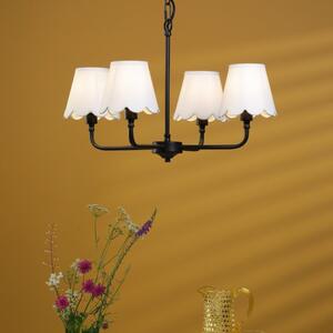 Dar Lighting Padme 4 Light Ceiling Pendant Light in Matt Black With Scalloped Shades