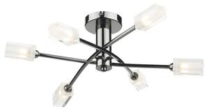 Dar MOR6467 Morgan 6 Light Black Chrome Semi Flush Ceiling Light