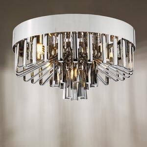 Dar Lighting Olin 5 Light Flush Ceiling Light In Polished Chrome With Smoked Glass