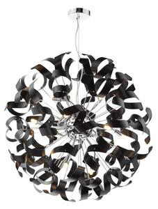 Dar Lighting Swash 12 Light Ceiling Pendant In Chrome With Black Ribbons
