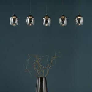 Dar Lighting Ramona LED Bar Ceiling Pendant In Matt Black With Smoked Ombre Glass