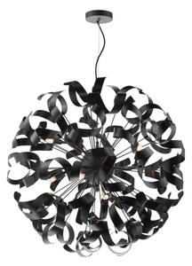 Dar Lighting Swash 12 Light Ceiling Pendant In Matt Black With Black Ribbons