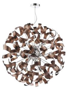 Dar Lighting Swash 12 Light Ceiling Pendant In Chrome With Copper Ribbons