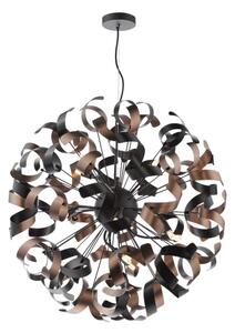 Dar Lighting Swash 12 Light Ceiling Pendant In Matt Black With Copper And Black Ribbons