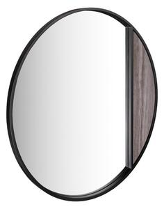 Dar Wisebuys Rasmus Mirror In Brown Stone Veneer and Matt Black 50cm