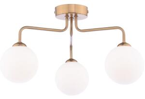 Dar Wisebuys Feya 3 Light Semi Flush Ceiling Light in Antique Bronze And Opal Glass