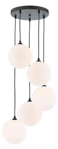 Dar Wisebuys Federico 5 Light Cluster Ceiling Pendant In Matt Black And Large Opal Glass
