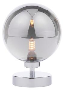 Dar Wisebuys Esben Touch Table Lamp In Polished Chrome And Large Smoked Glass